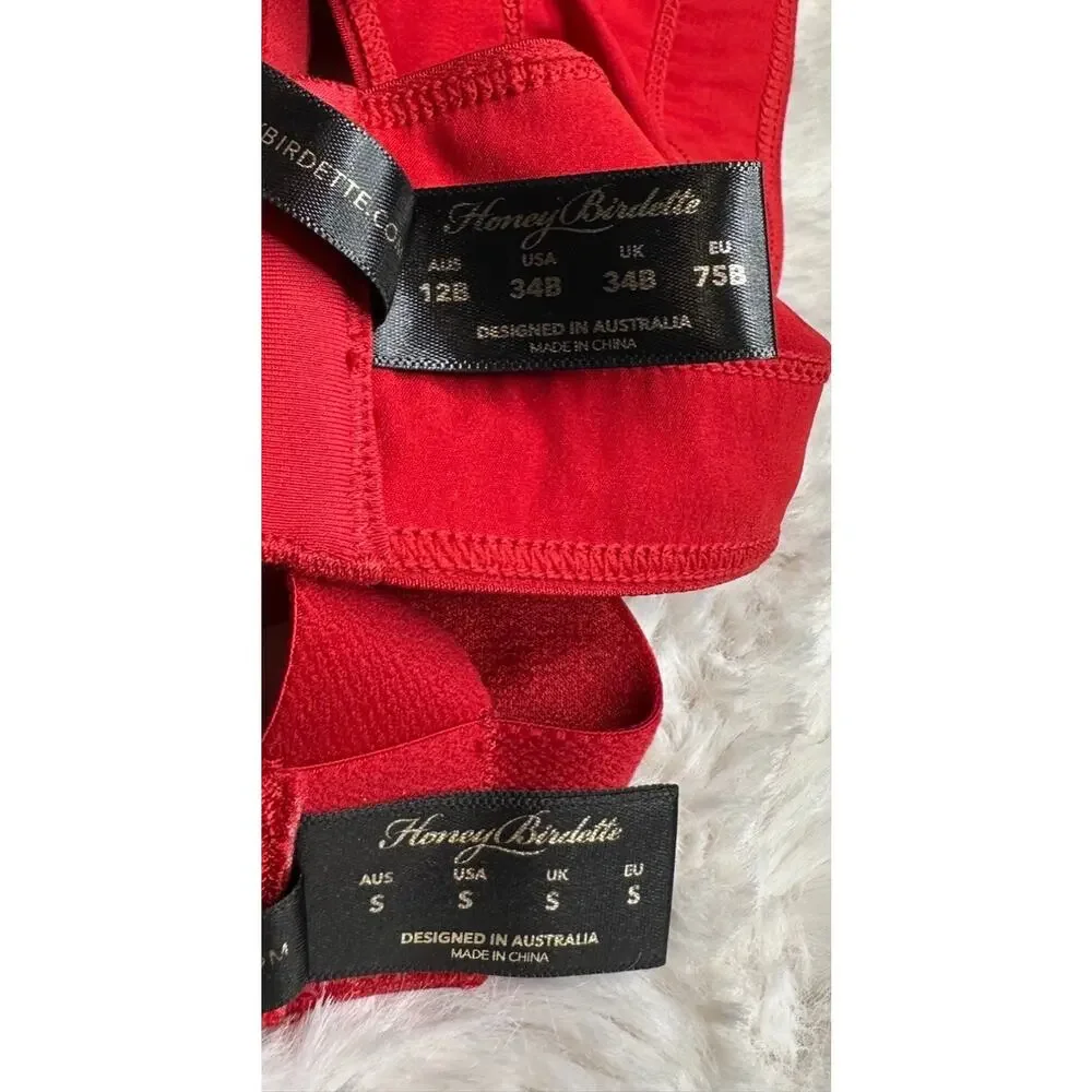 Honey Birdette GIA❤️ Red Gold Buckle Bra 34B + Harness